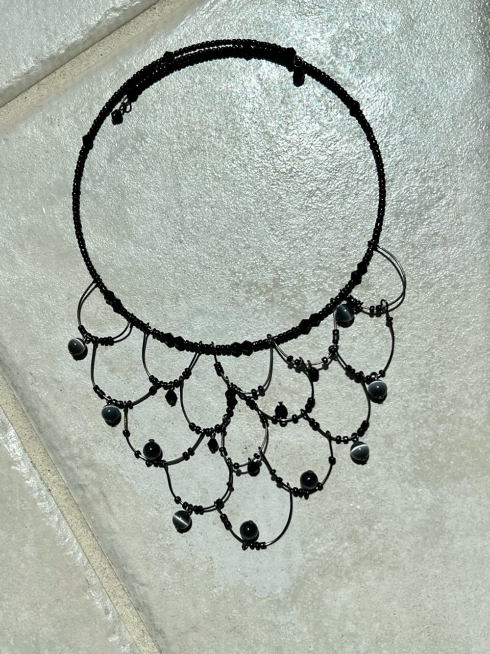 Women’s Black Beaded Statement Necklace